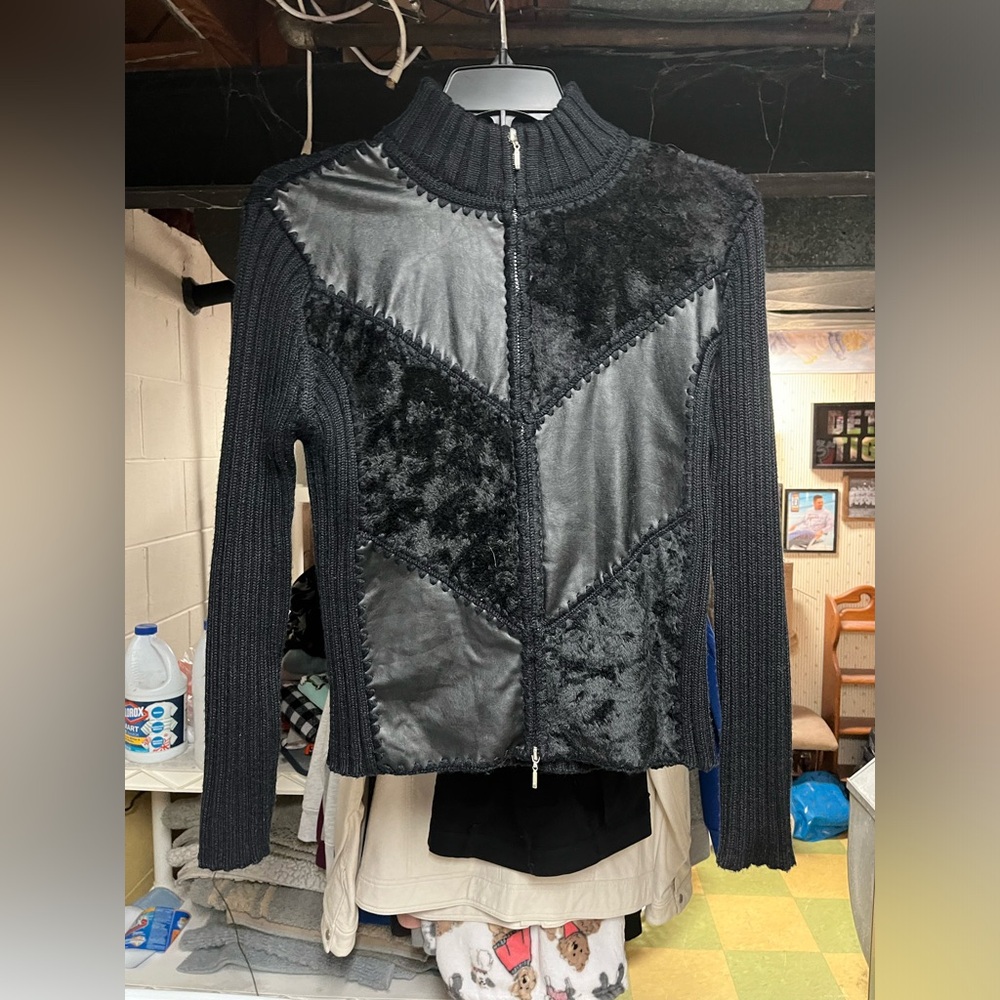 Black Teddy Jacket with Textured Design